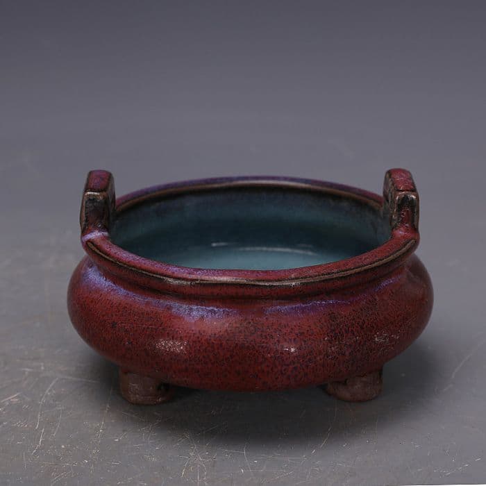 鈞窯 窯変紫斑釉乳釘香炉 薫炉 小壷 五大名窯