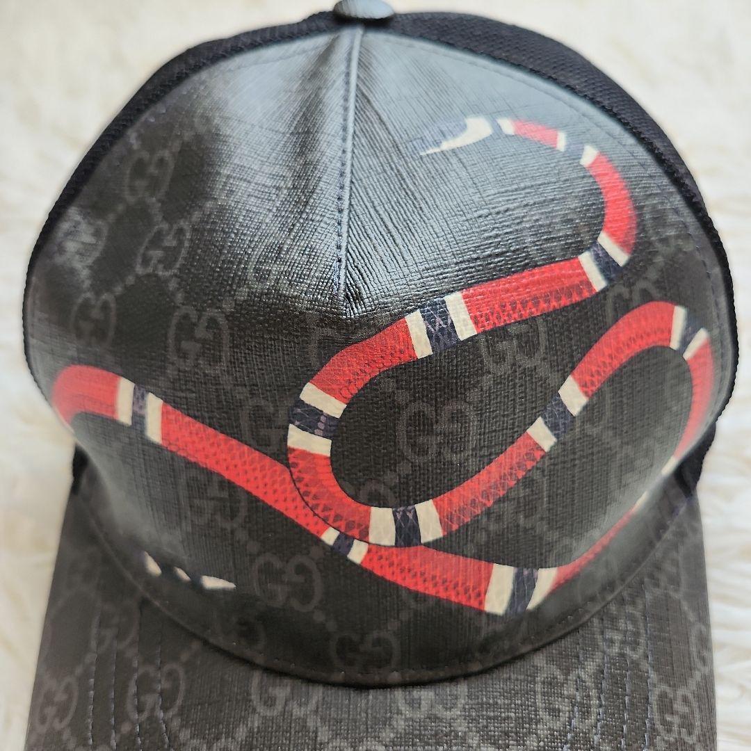 未使用級】グッチ GUCCI スネークモチーフ ブラックキャップ - メルカリ