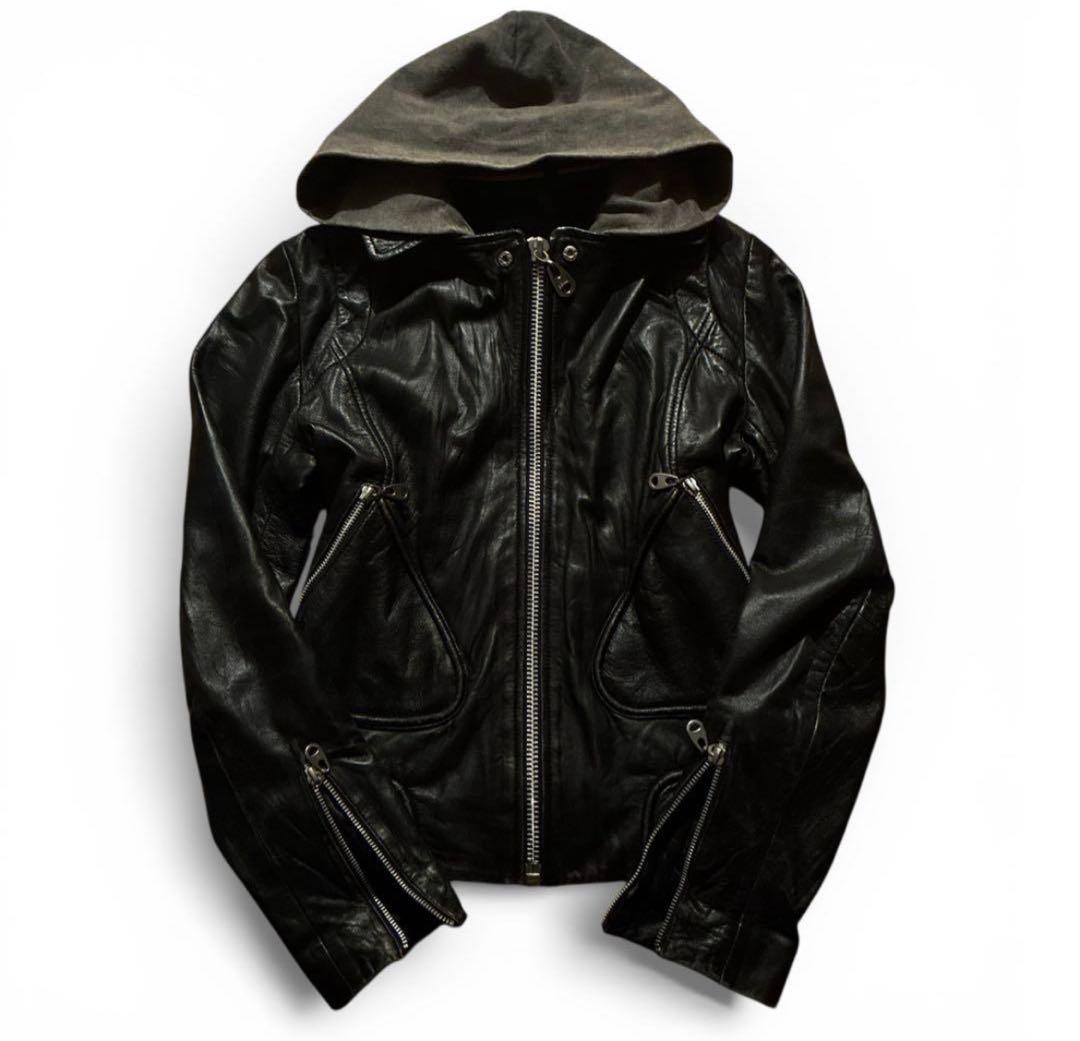 archive leather hoodie y2k お兄系 ekam lgb - メルカリ