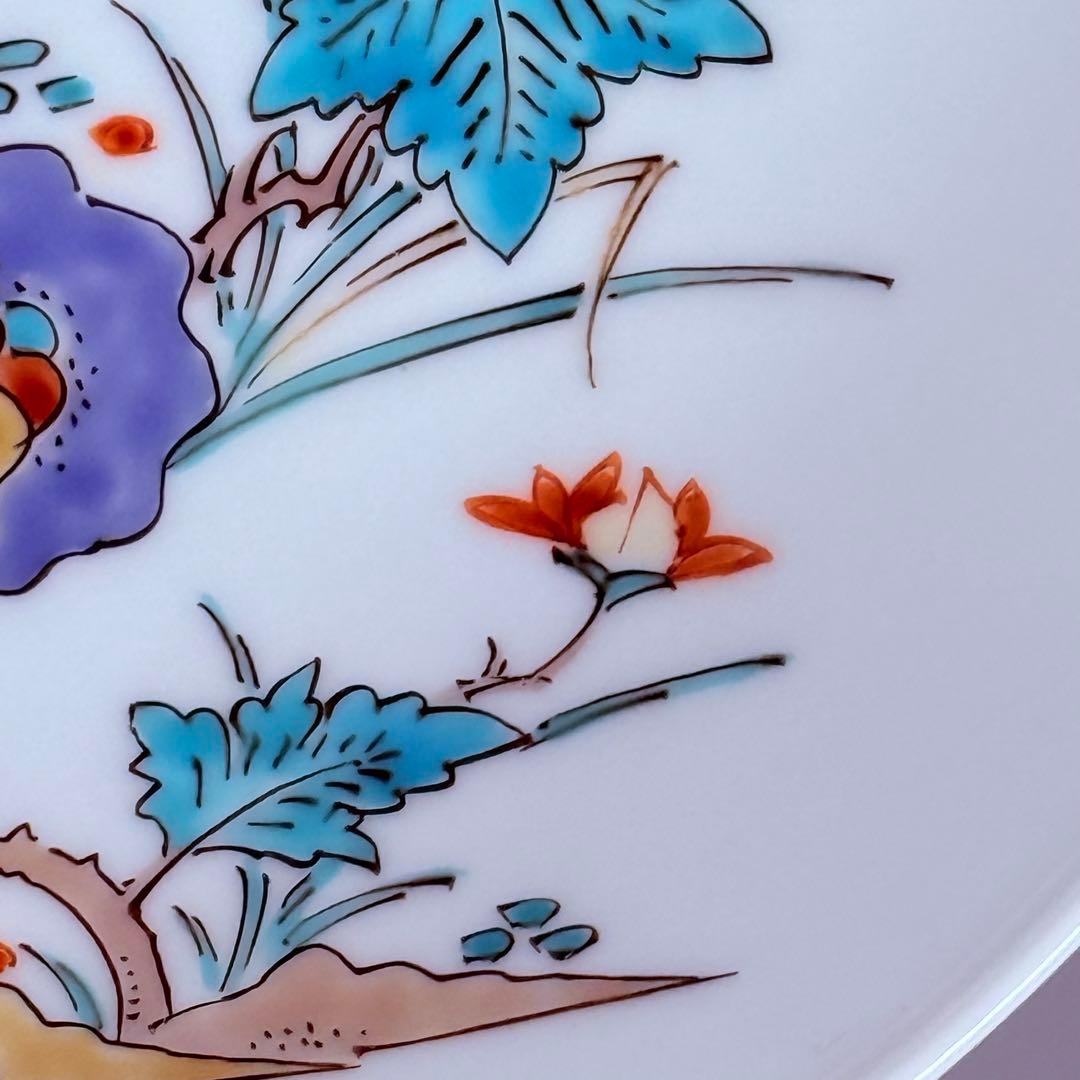 十三代柿右衛門 色絵岩梅鳥文様皿 共箱有 美