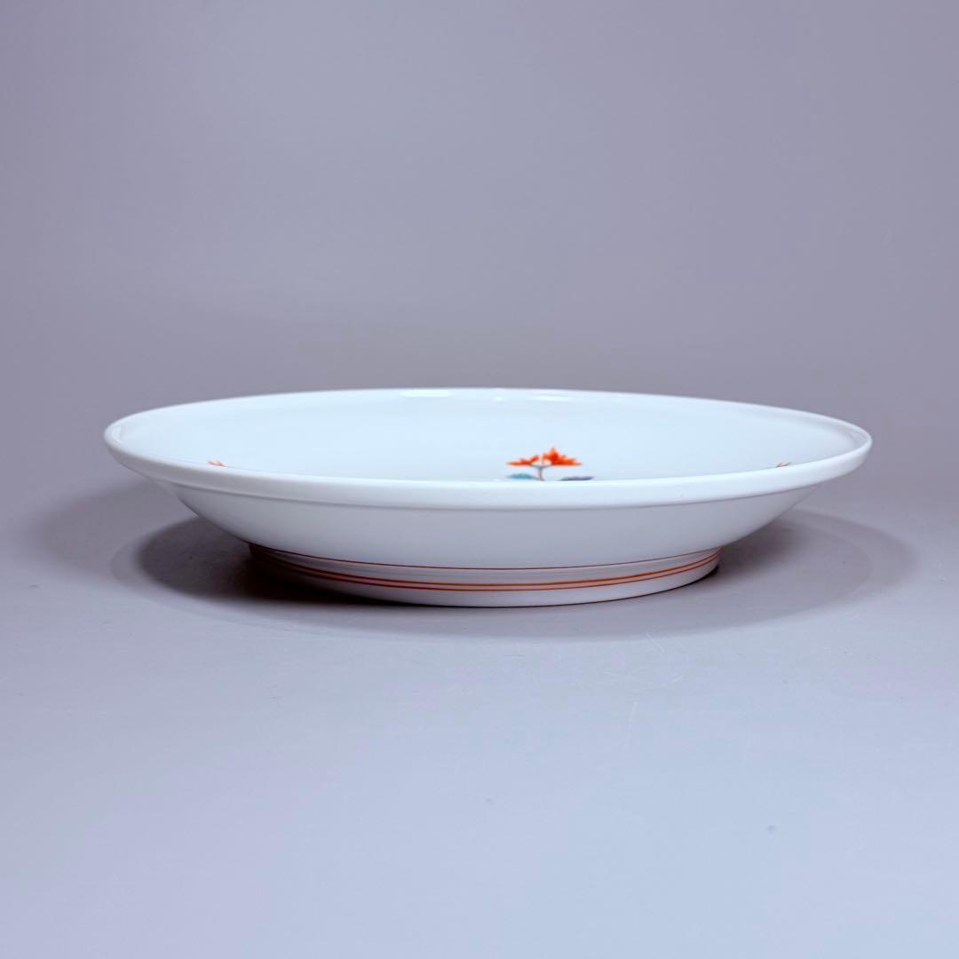 十三代柿右衛門 色絵岩梅鳥文様皿 共箱有 美