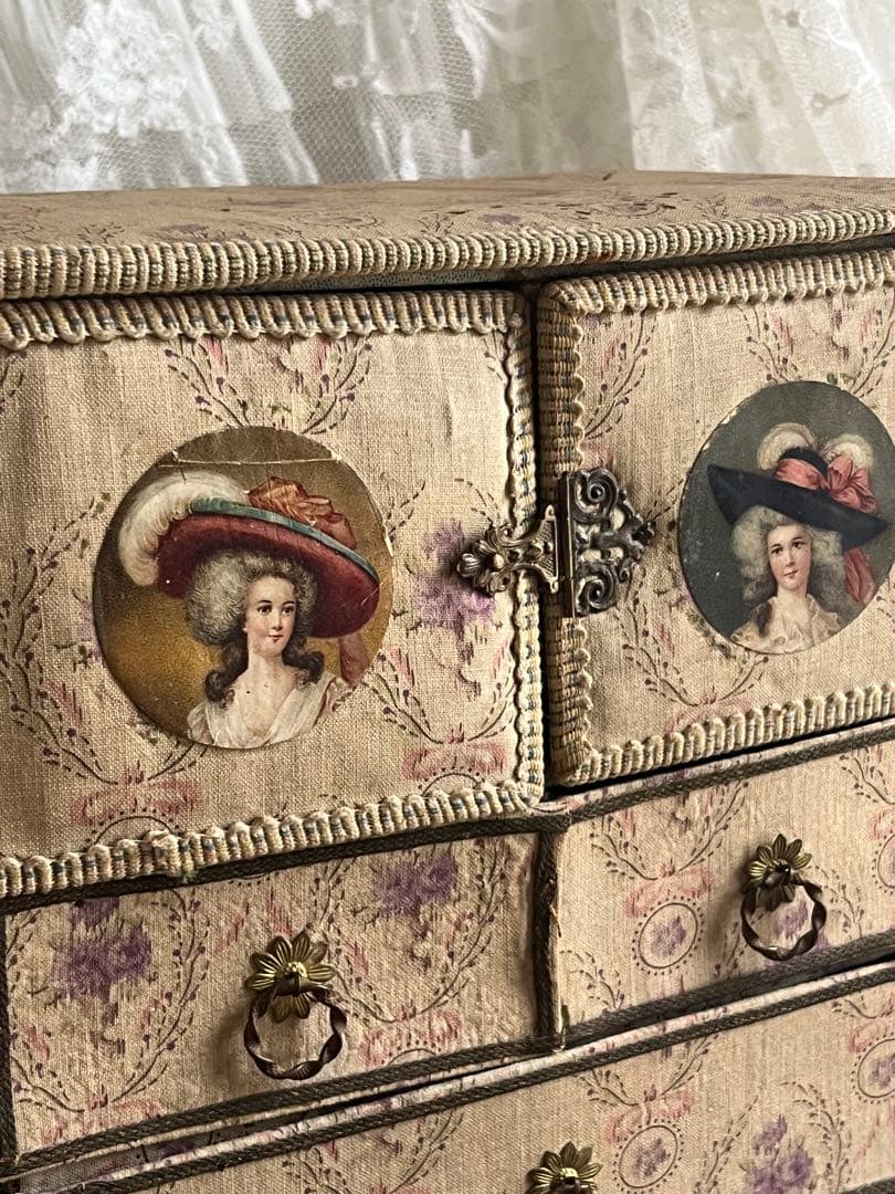 アンティークブロカントフレンチフランスカルトナージュボックスローズ