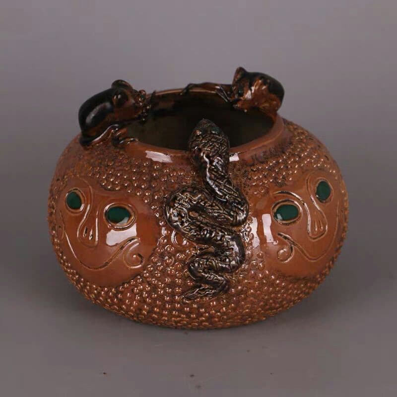 大清乾隆年間蛇鼠銭缶鎮宅辟邪化消聚宝盆骨董品