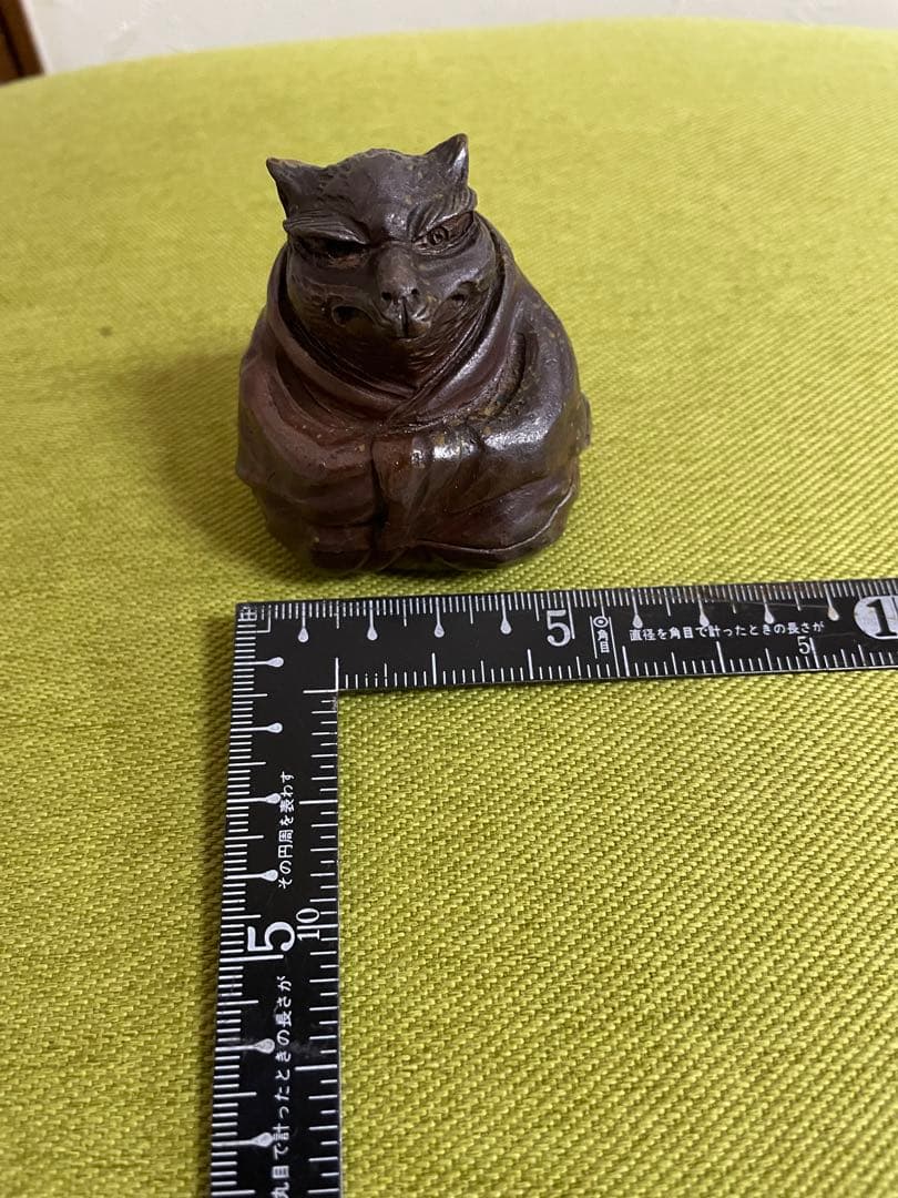 備前焼 難波好陽 香合 在銘 たぬき和尚5センチ 美術品・アンティーク