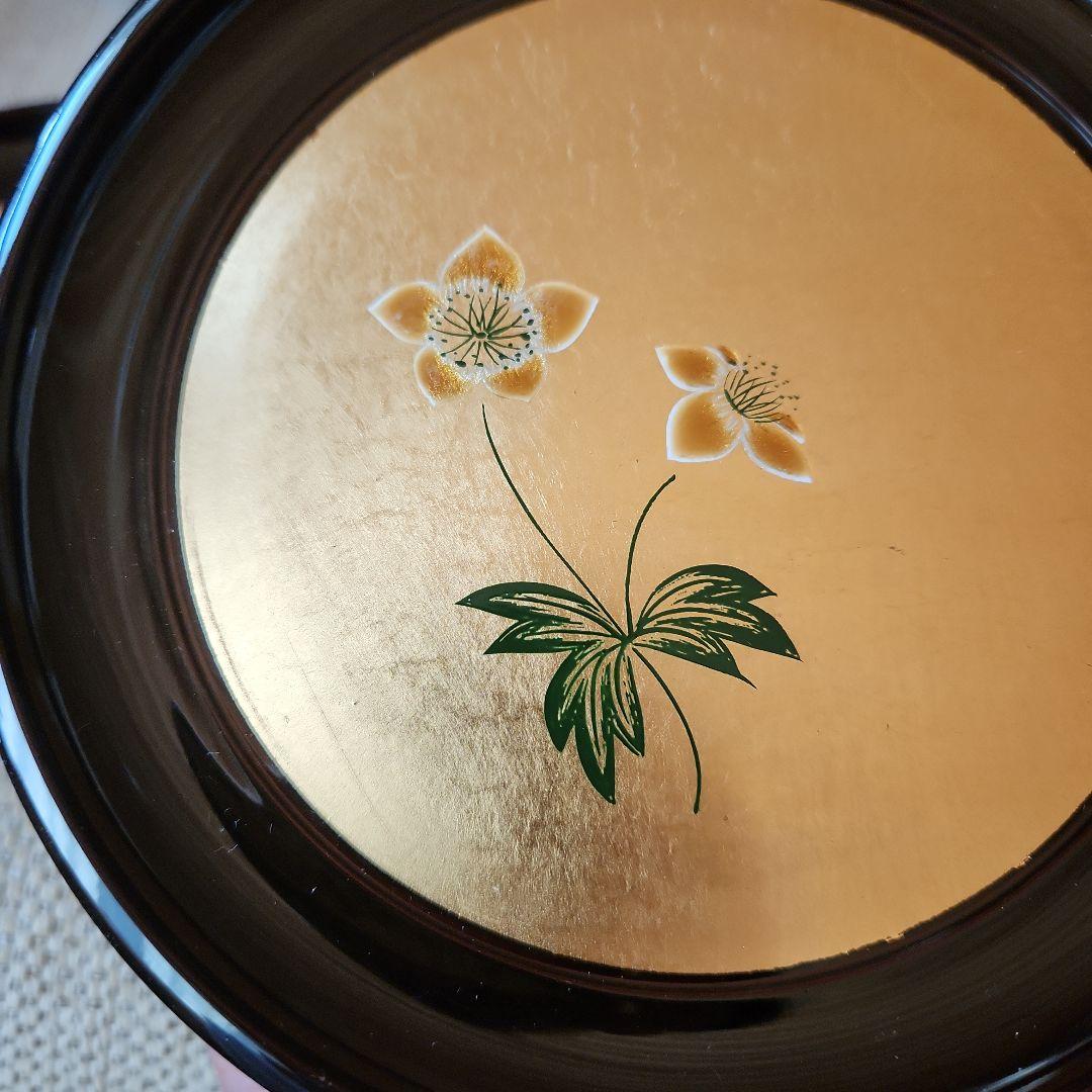 【貴重】高級漆器皿 菓子器 5枚セット 花模様