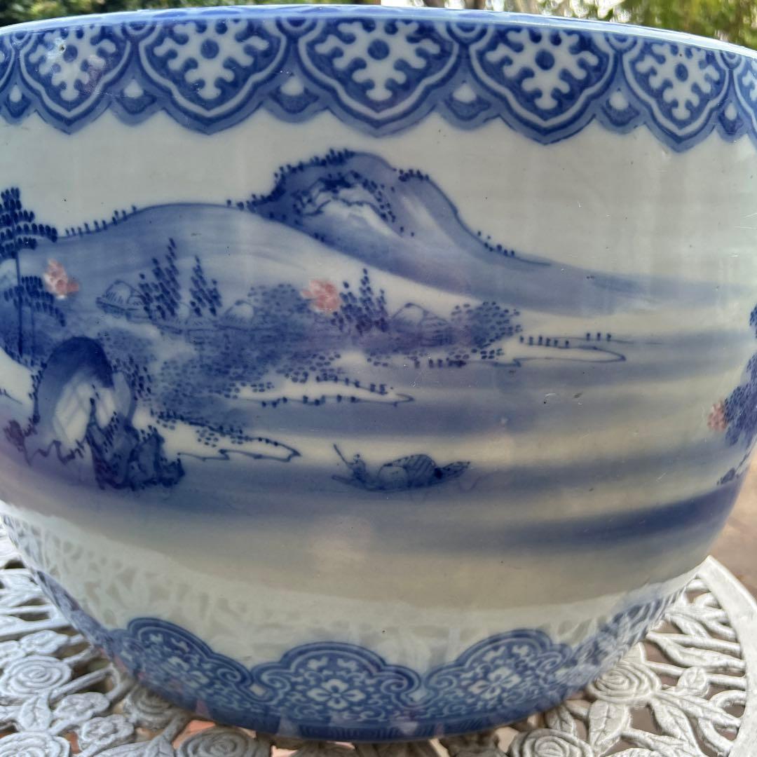 中国骨董50年以上旧蔵唐物 染付手絵山水紋大