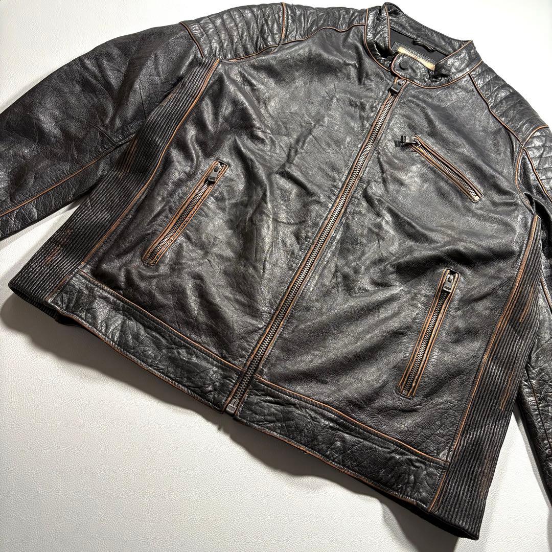 XXL ウィルソンレザー キルティング レザージャケット ライダース 本革 黒
