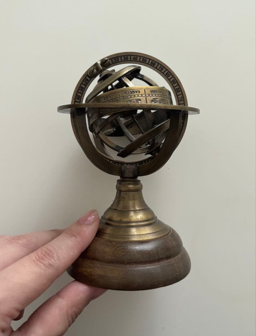 アンティーク 天球儀 真鍮製星座地球儀球 アンティーク仕上げ 木製