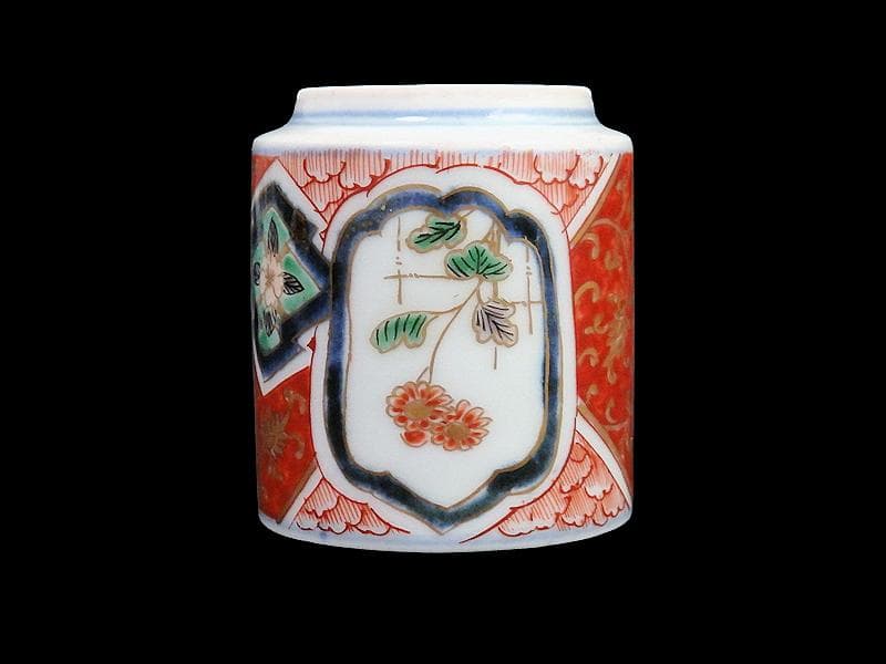 古伊万里 色絵 窓絵 花に金唐草図 のぞき 猪口 D802AS-CYg - メルカリ