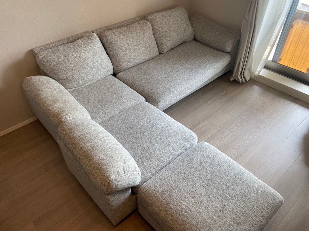 グレー L字型ソファ ファブリック