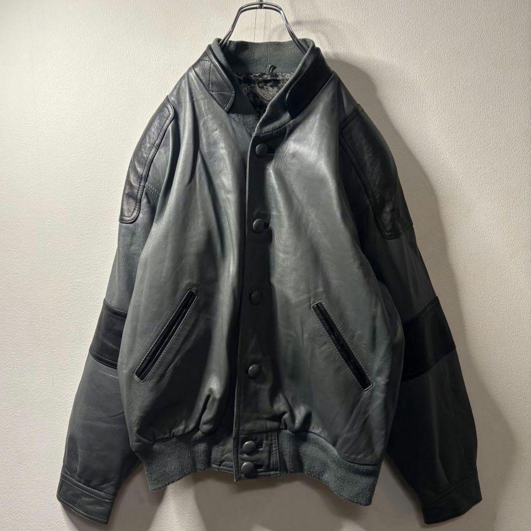 80's 90's vintage オーバーサイズ レザー ブルゾン ジャケット - メルカリ