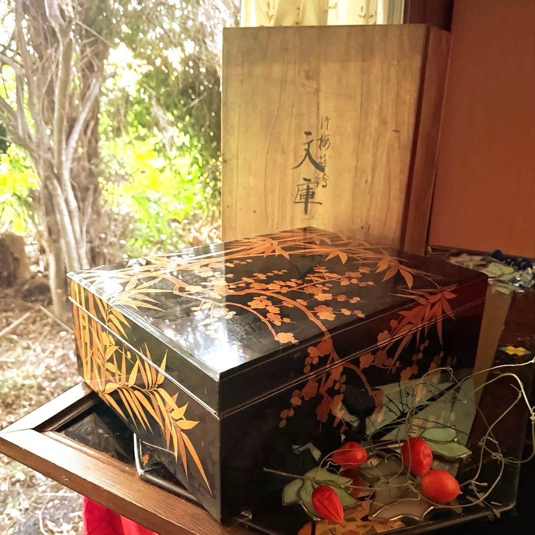 2213様感謝‼️JAPAN蒔絵天然木本漆 竹梅蒔絵 文箱料