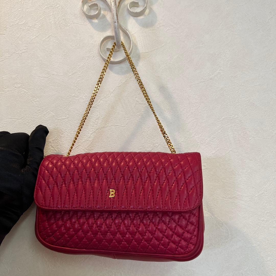 BALLY バリー ヴィンテージ キルティングショルダーバッグ ゴールドチェーン