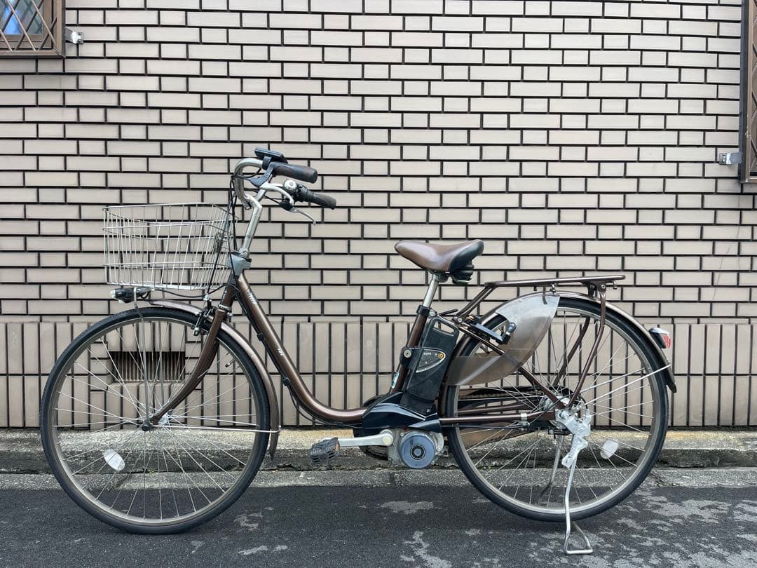 電動アシスト自転車 ブラウン 前カゴ付き