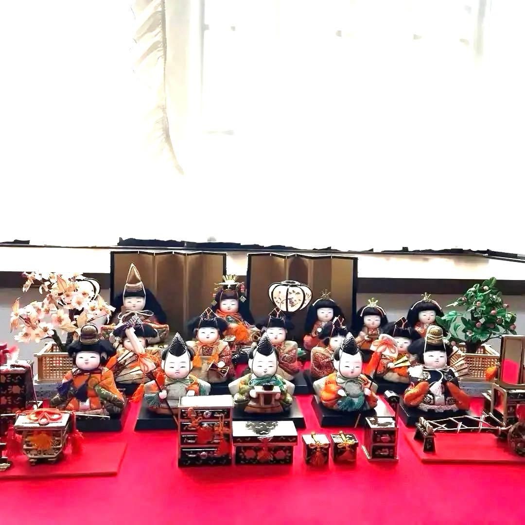 雛人形 お雛様 15人揃　木目込み人形 レトロ　お人形のみ