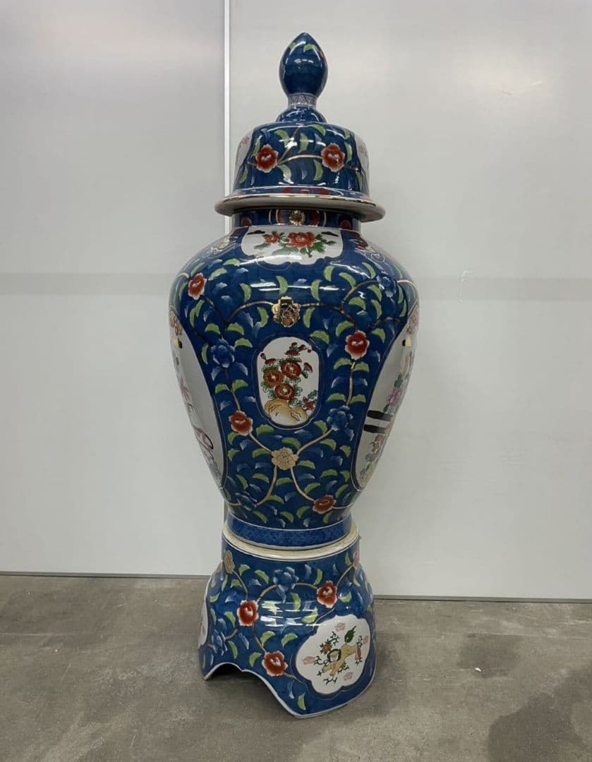 極上品 有田焼 沈香壷 特大約115cm 古許窯 染錦 金彩花鳥雉図 大壺 飾