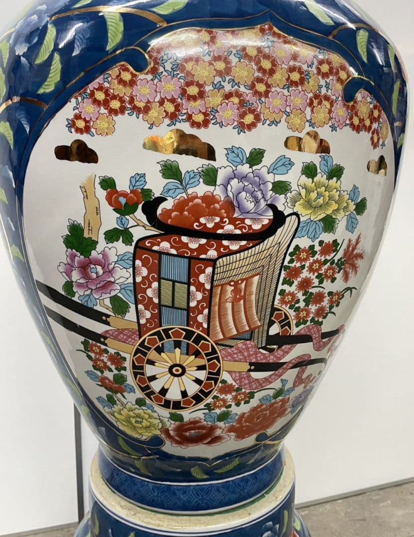 極上品 有田焼 沈香壷 特大約115cm 古許窯 染錦 金彩花鳥雉図 大壺 飾壷