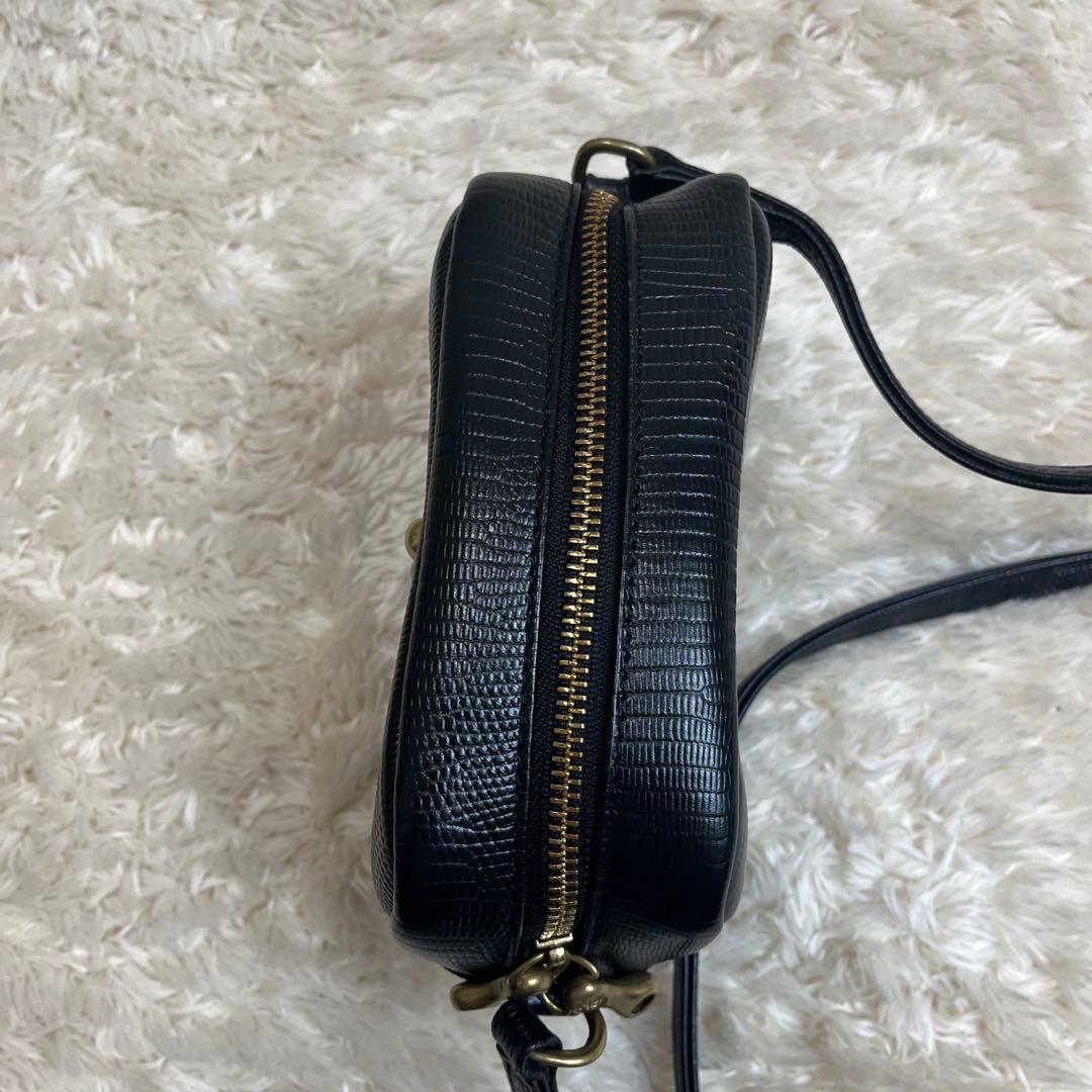 【美品】トフアンドロードストーン　ショルダーバッグ　リザード　型押し　黒