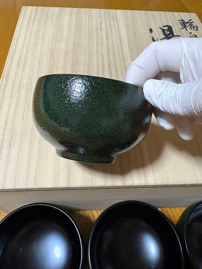 輪島塗　五島屋　湯呑　5個　石目塗り