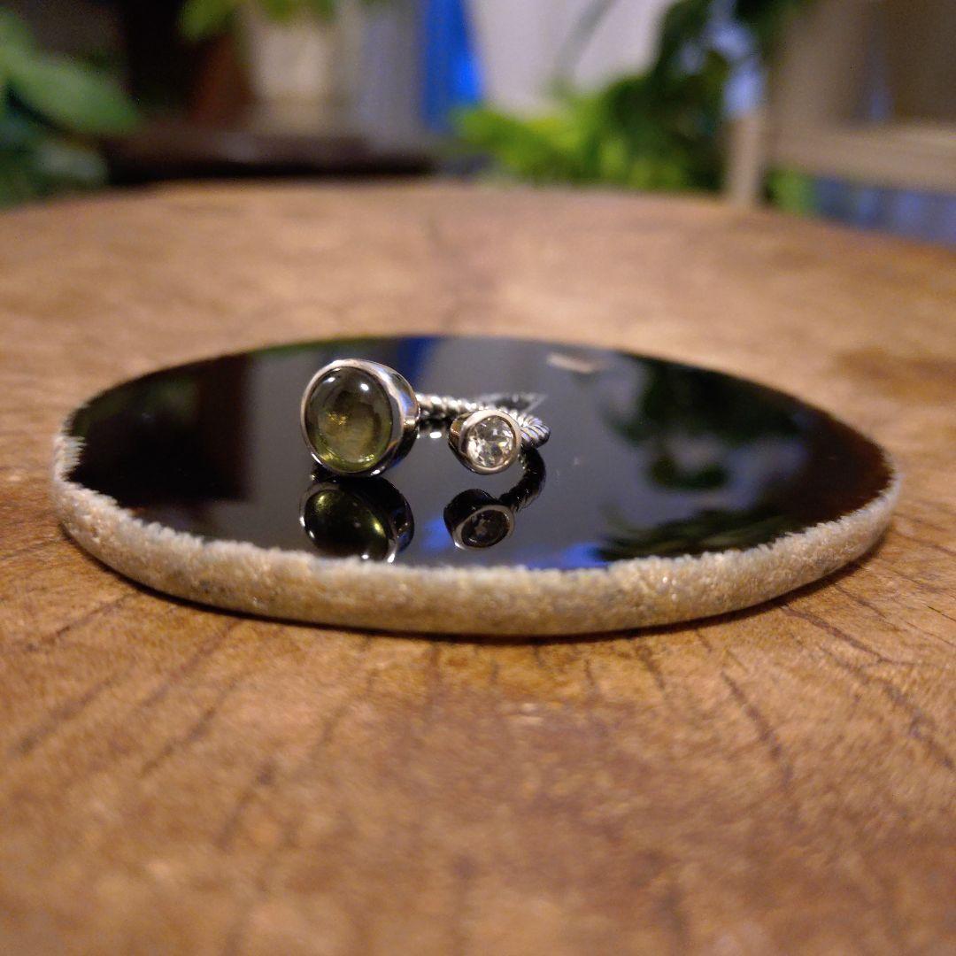 【お値下げ】モルダバイト✕ダンビュライト シルバーリング 13号