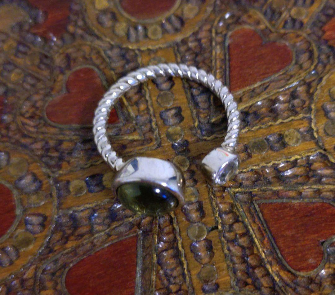 【お値下げ】モルダバイト✕ダンビュライト シルバーリング 13号