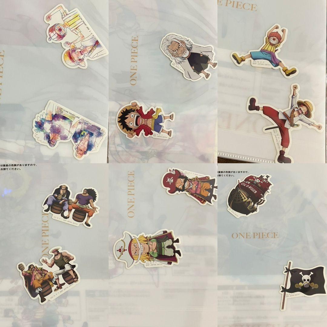 ワンピース一番くじロジャー海賊団クリアファイル6枚+ステッカーシール
