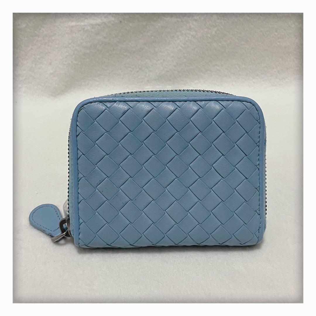 お値下げ‼️ 美品 ボッテガヴェネタ イントレチャート コンパクト 財布 ブルー系