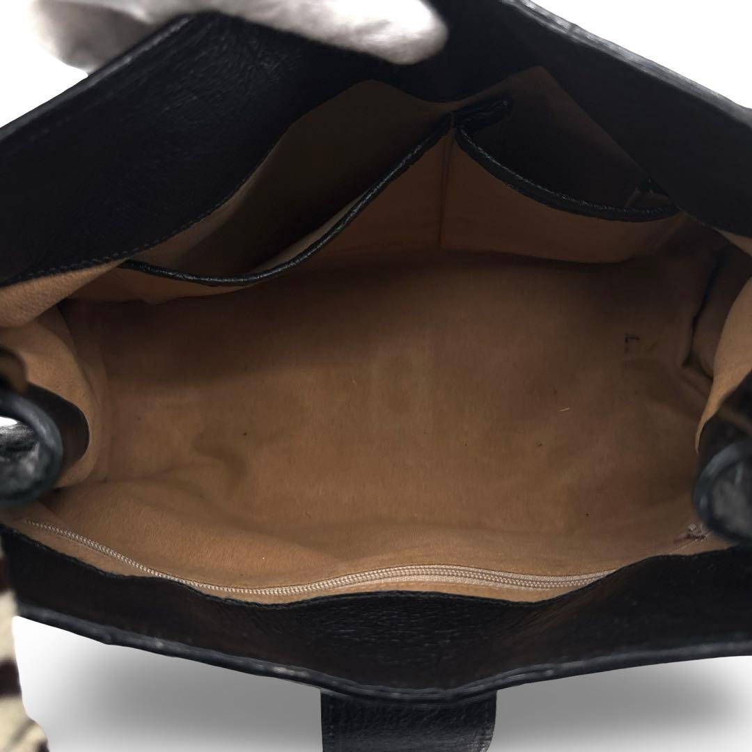 【極美品】JRA認定　ハラコ　オーストリッチ　ハンドバッグ　レザー　革　黒