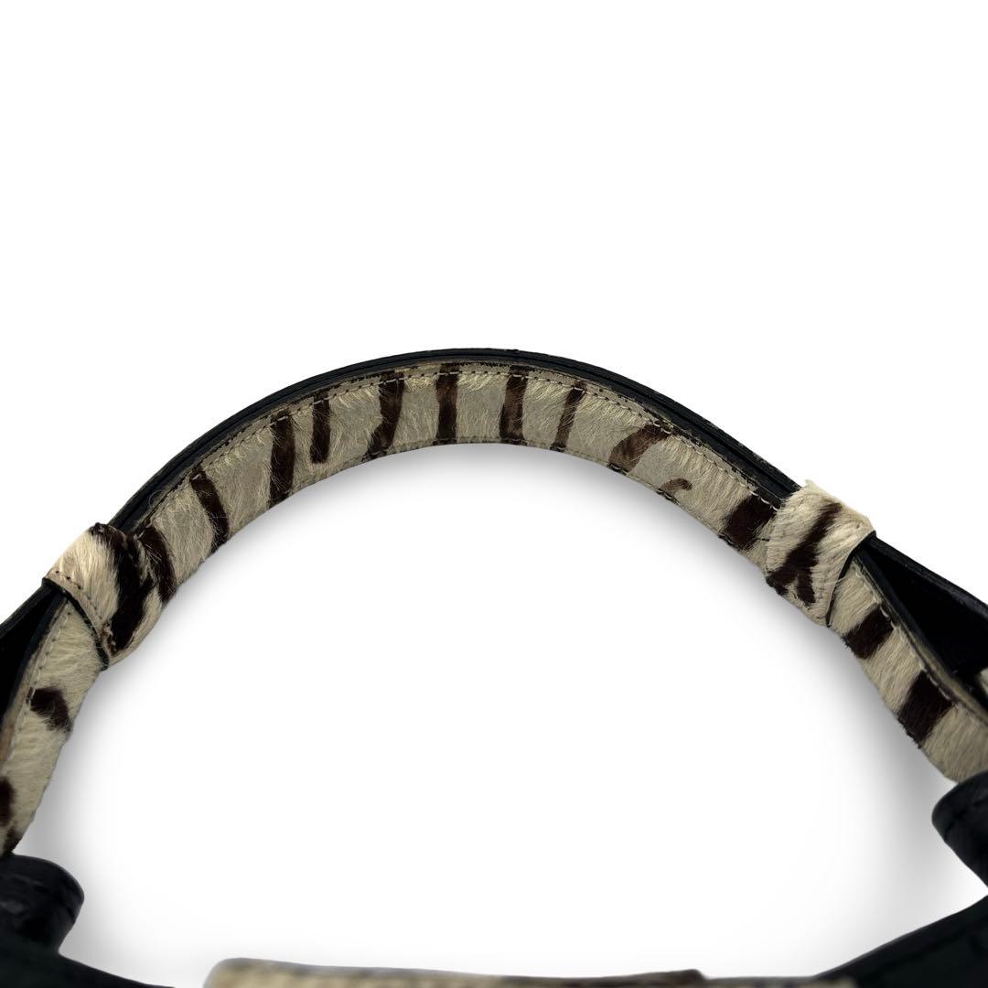 【極美品】JRA認定　ハラコ　オーストリッチ　ハンドバッグ　レザー　革　黒