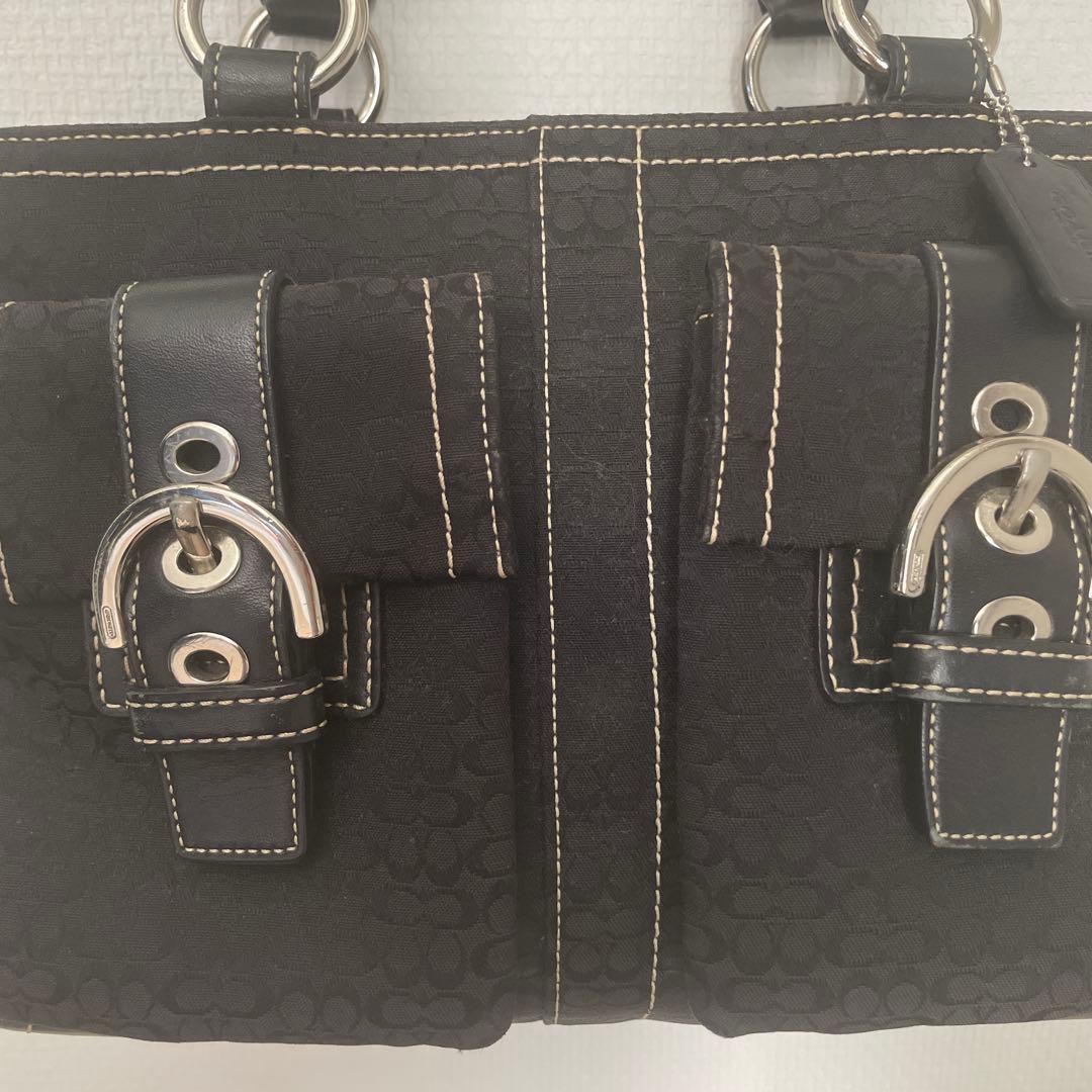 COACH コーチ シグネチャー ハンドバッグ 黒 ブラック