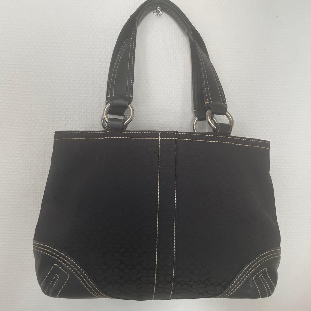 COACH コーチ シグネチャー ハンドバッグ 黒 ブラック