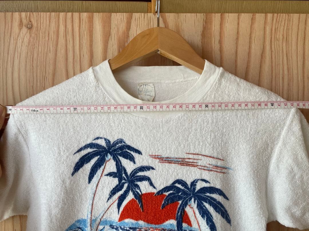 50's パイル地 ハワイアン Tシャツ 染み込みプリント メンズ