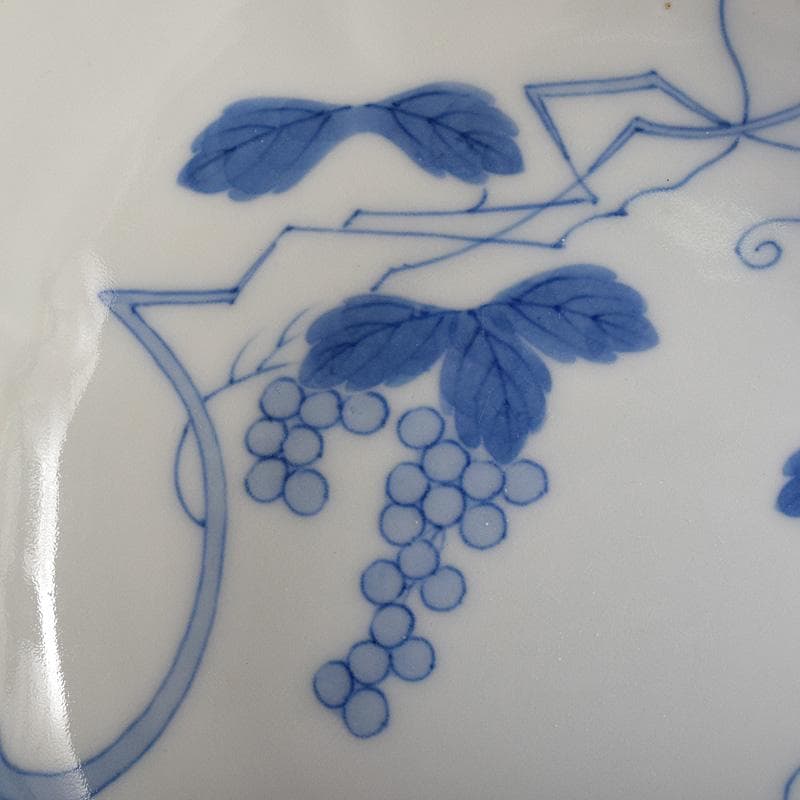 かず様専用 鍋島焼 藍鍋島 葡萄文 五寸皿 時代箱付 V