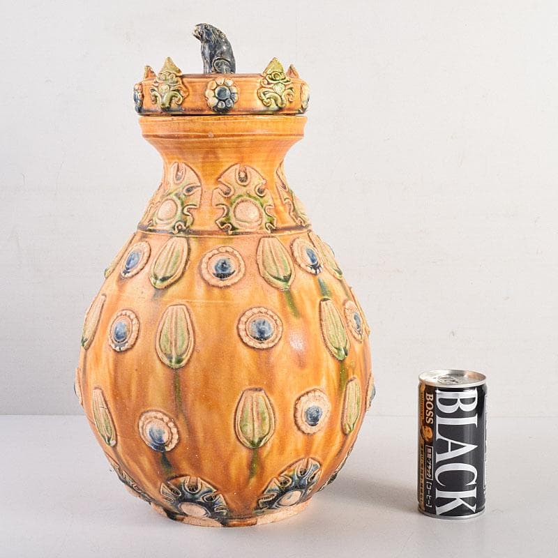 中国 唐三彩 蓋壷 飾壷 C R8539H - メルカリ