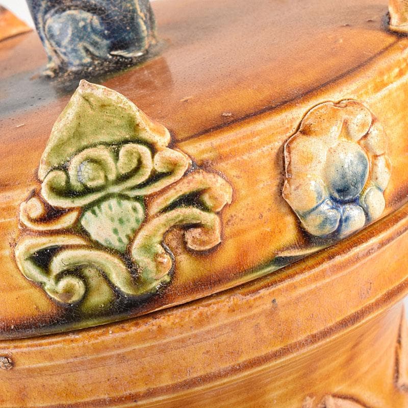 中国 唐三彩 蓋壷 飾壷 C R8539H