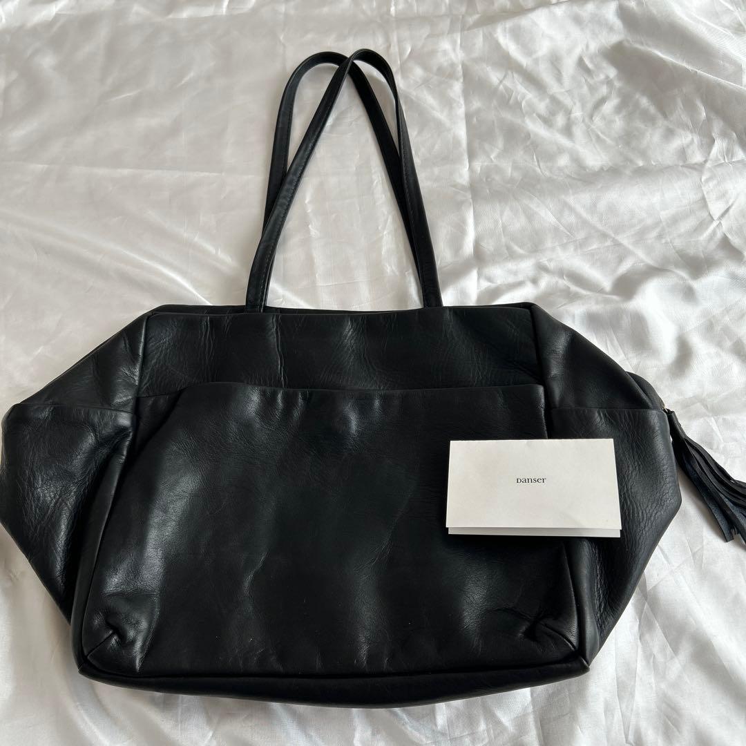 ダンサーカレバッグ　レザーショルダーバッグ　Lサイズ ブラック