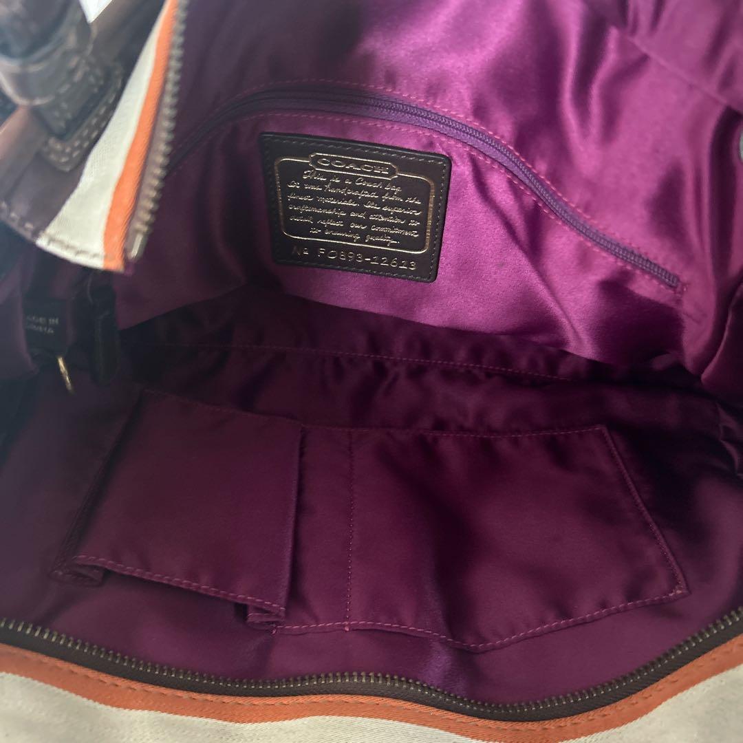 コーチ　トートバッグ　ハンドバック　レザー　ターンロック　A4収納可能　ブラウン