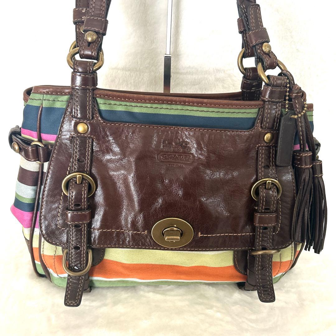 コーチ　トートバッグ　ハンドバック　レザー　ターンロック　A4収納可能　ブラウン