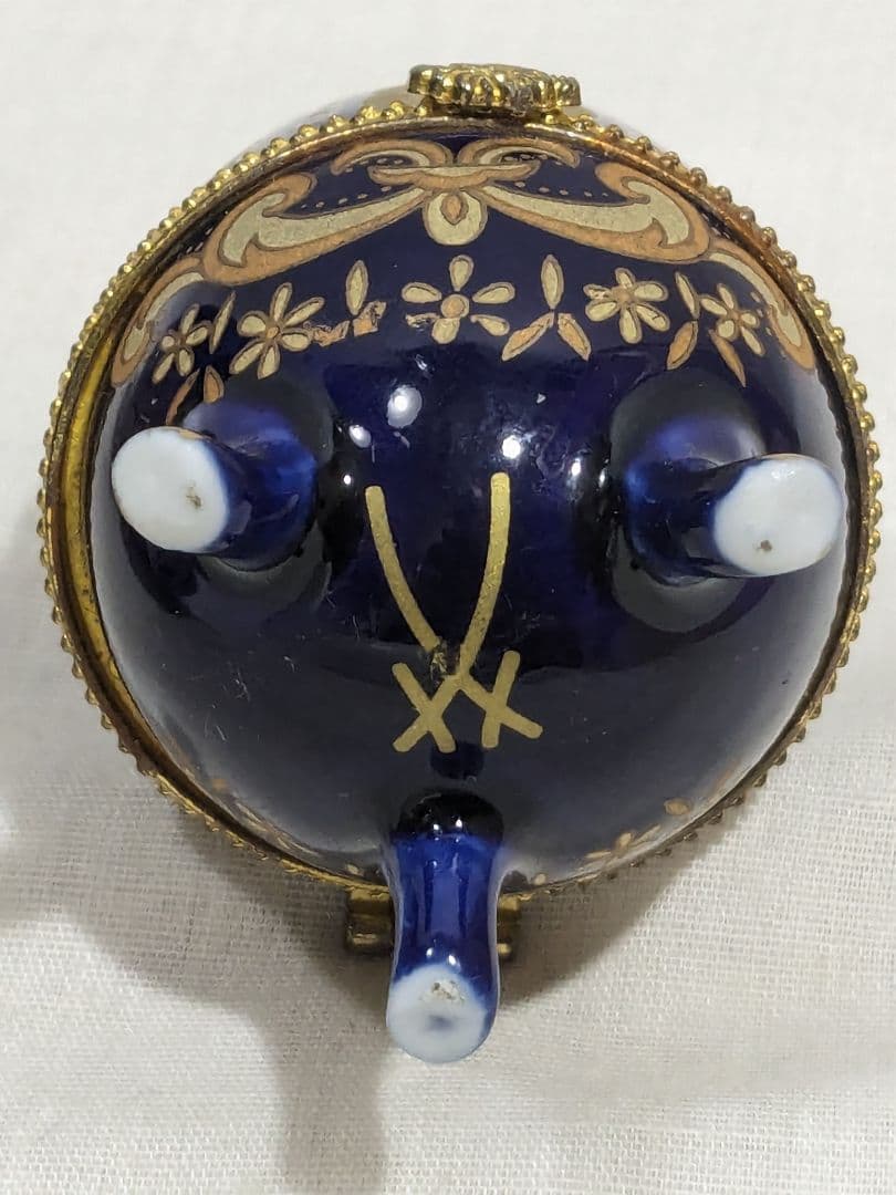 Meissen マイセン 卵型ジュエリーボックス 大·小 置物 オブジェ 陶器