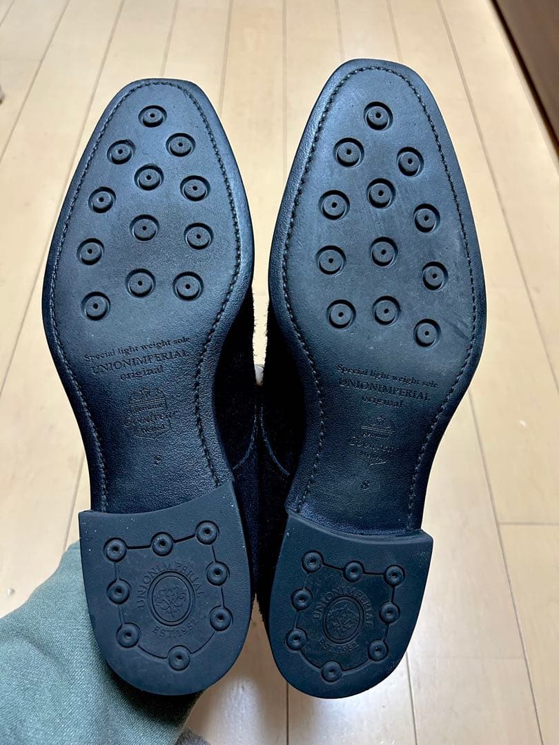 UNION IMPERIAL ダブルモンク黒スエード 26.5cmの大きめ