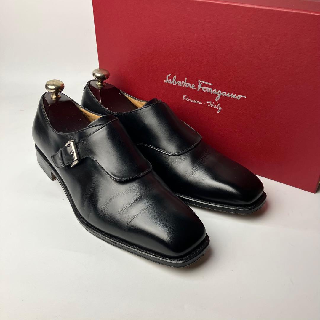【美品】フェラガモ　最高位レーベル　トラメッザ　モンクストラップ　黒　9 2E
