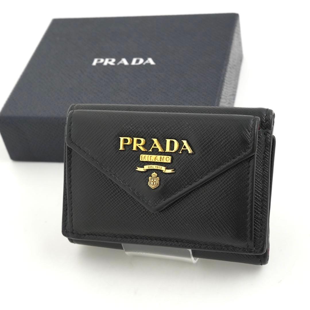 ✨未使用展示品✨ PRADA ミニ財布 サフィアーノレザー バイカラー 三つ折り