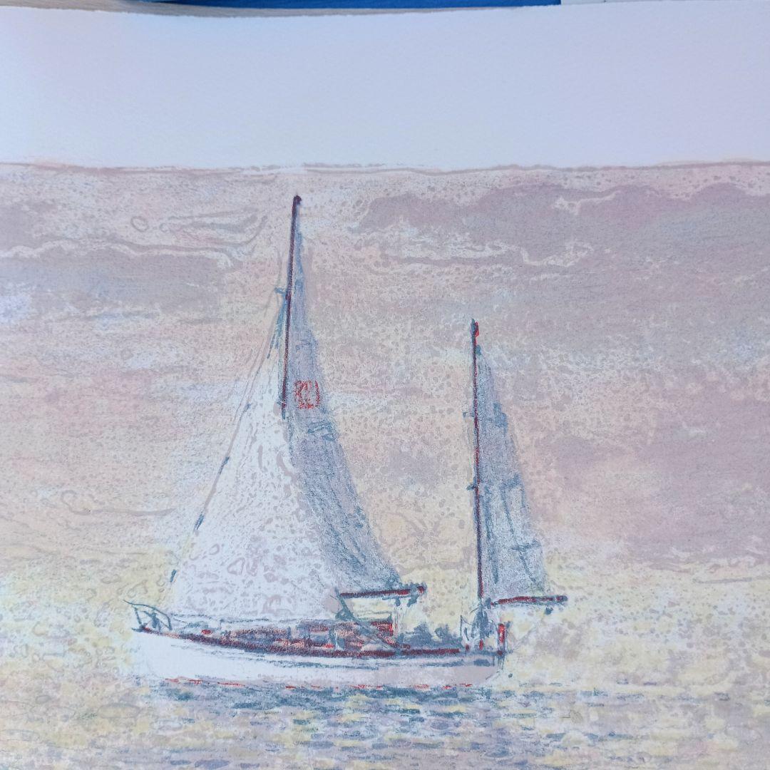 4046）柏村勲 オリジナル リトグラフ ヨット三態のうち2枚