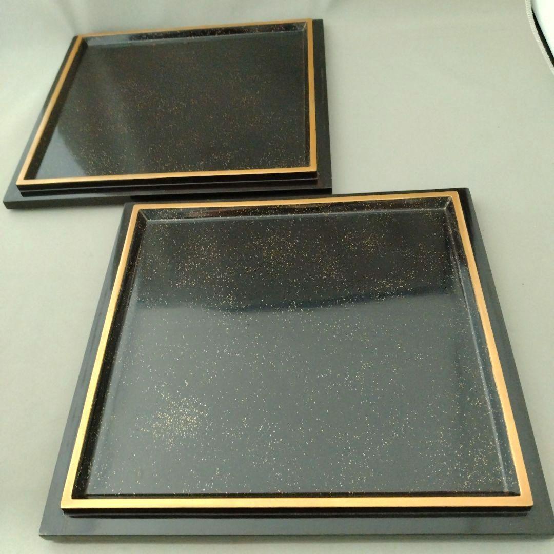 難あり　時代物　輪島塗　金蒔絵　重箱　二段重　家紋入　台付　木箱付