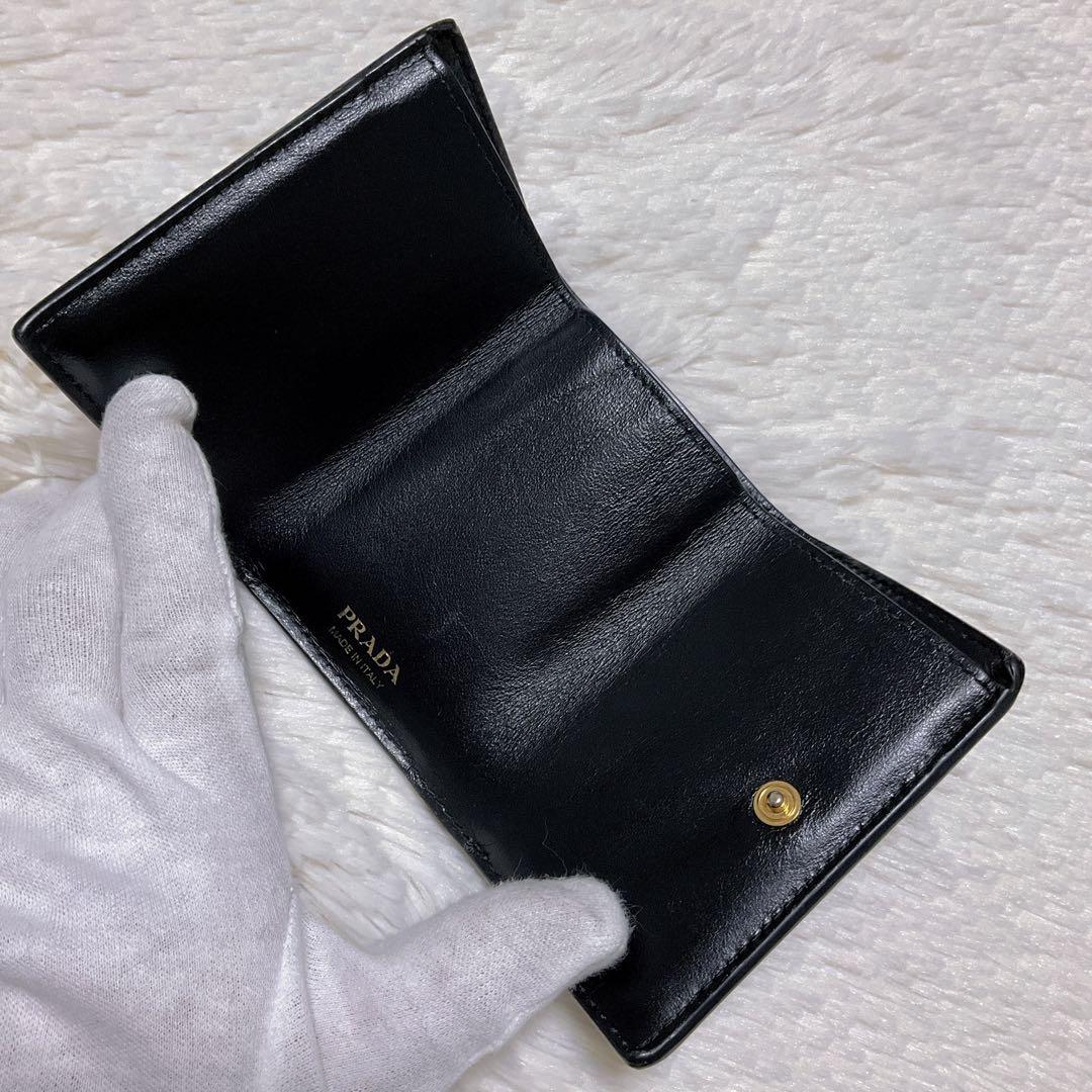 ♡Aa♡PRADA プラダ 三つ折り財布 ヴィッテロムーブ ロゴ レザー