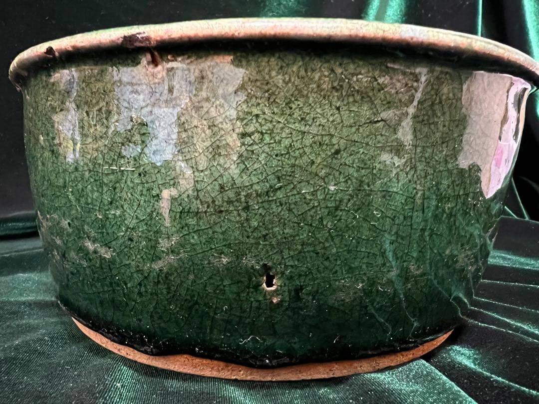 中国清朝在銘（石湾和安造）緑釉陶器 古美術 骨董品