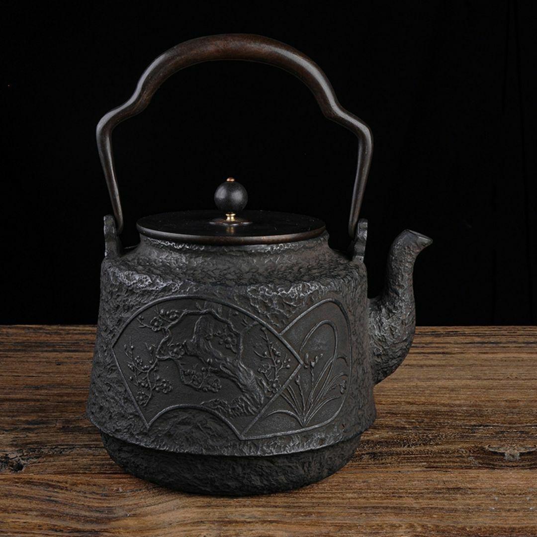 鉄急須 2500ml 梅蘭竹菊 鉄製 急須ホイッスルケトル 南部鉄器 鉄瓶 鉄器