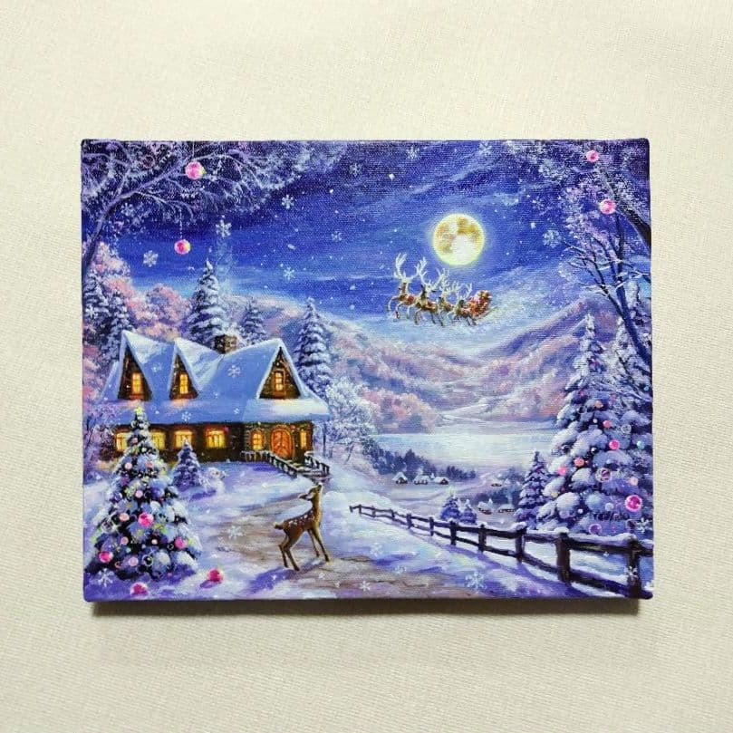 ぷ*あ様 【夜空を眺めて】アクリル画 F3 風景画 絵画 月灯」という