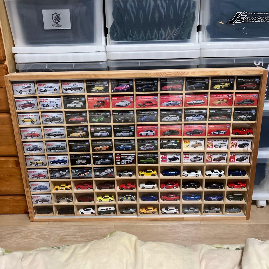 木製トミカミニカーケース 100台収納 アクリル障子付(大) 日本製