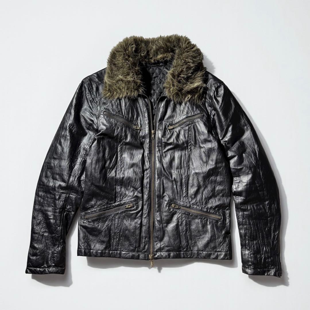 00s jack rose leather fur jacket 平成 ギャル男